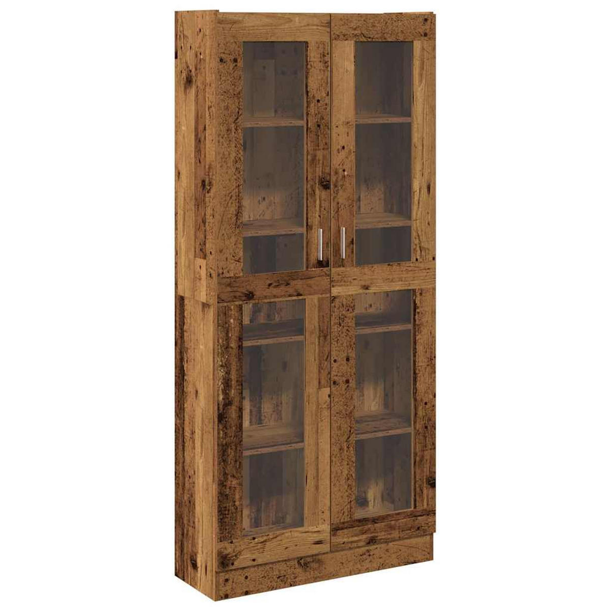 VITRINE mit Glas Türen, 4 Ablagen 82,5/30,5/185 cm aus Holzwerkstoff Altholz-Optik Dekor - Graubraun, Holz (82.5/185/30.5cm) - vidaXL