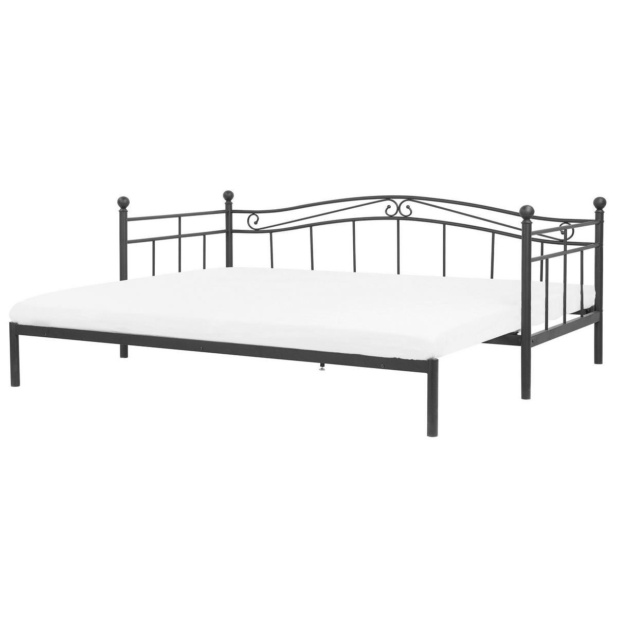 AUSZIEHBETT 80x200 cm Schwarz Tulle - Schwarz, Metall (80/200cm) - Beliani