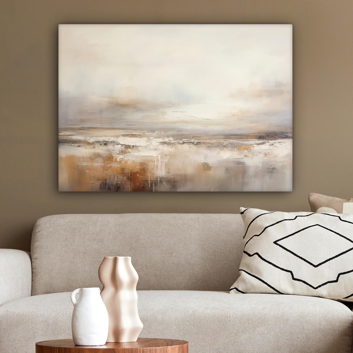 LEINWANDBILD - Kunst - Industriell - Grau - Braun - Abstrakt - 80x60 - Malerei - Sandfarben, Textil (80/60cm) - MuchoWow