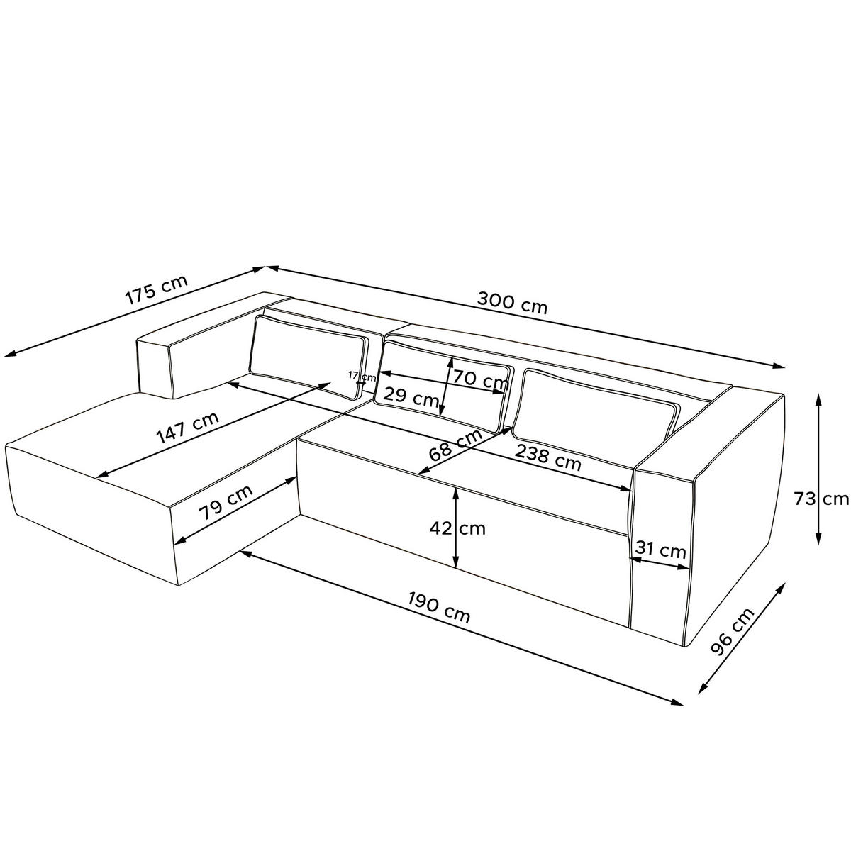 ECKSOFA LINKS FEROX, Grün - Grün, Holz/Holzwerkstoff (300/175cm) - KONSIMO®