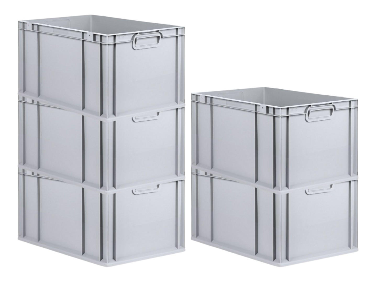 EUROBOX 5x Nextgen Economy Griffe Geschlossen 32x40x60cm 65 Liter - Grau, Kunststoff (40/32/60cm) - PROREGAL