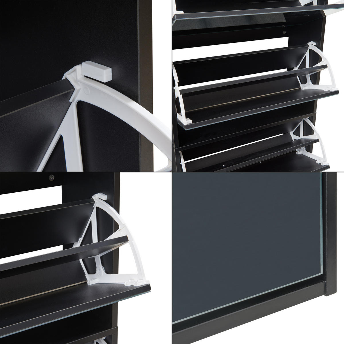 SCHUHKIPPER Lund - Schwarz, Holzwerkstoff (24/134/60cm) - [en.casa]