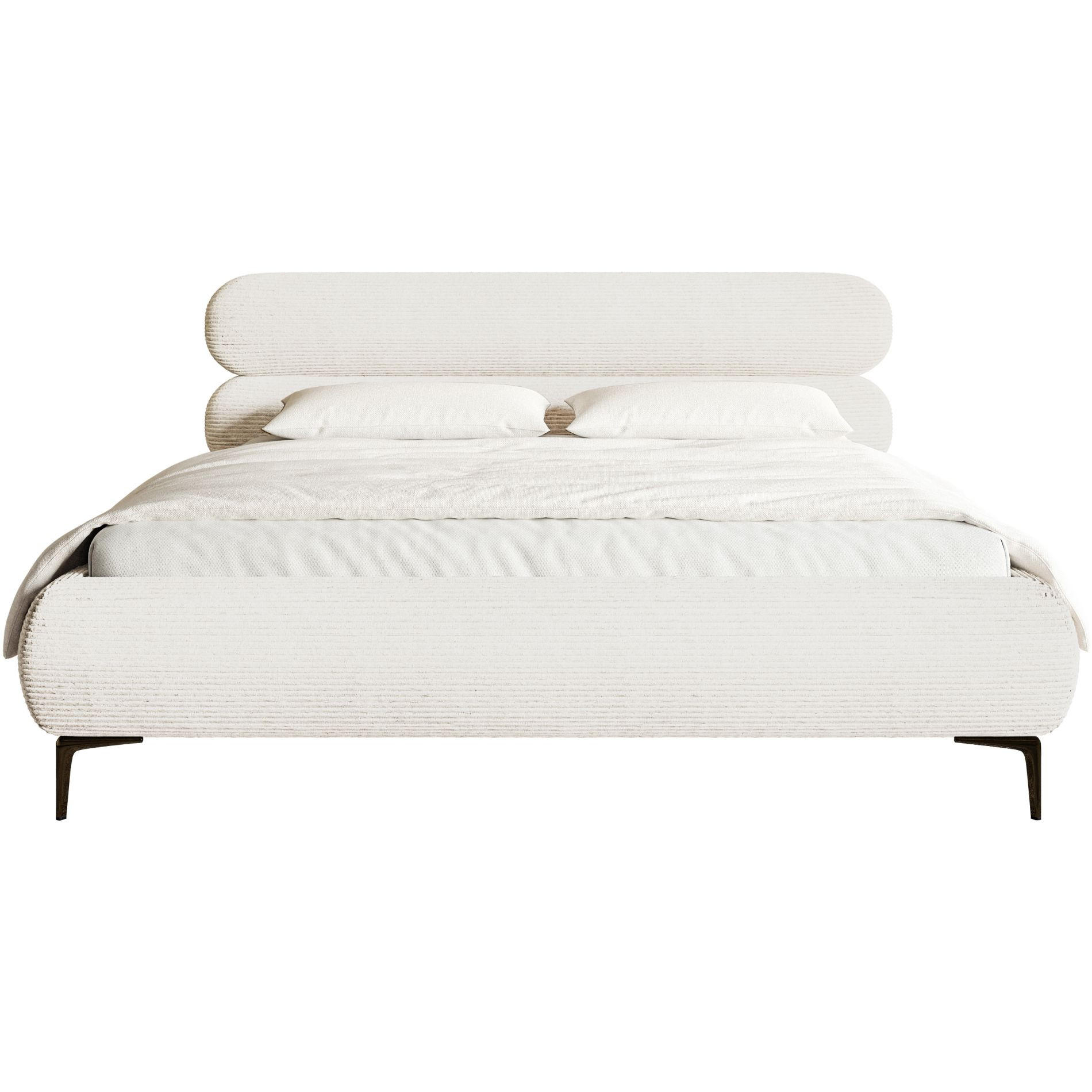 POLSTERBETT Roule Cord Creme 180x200 cm - Creme/Schwarz, Textil/Metall (180/200cm) - Selsey