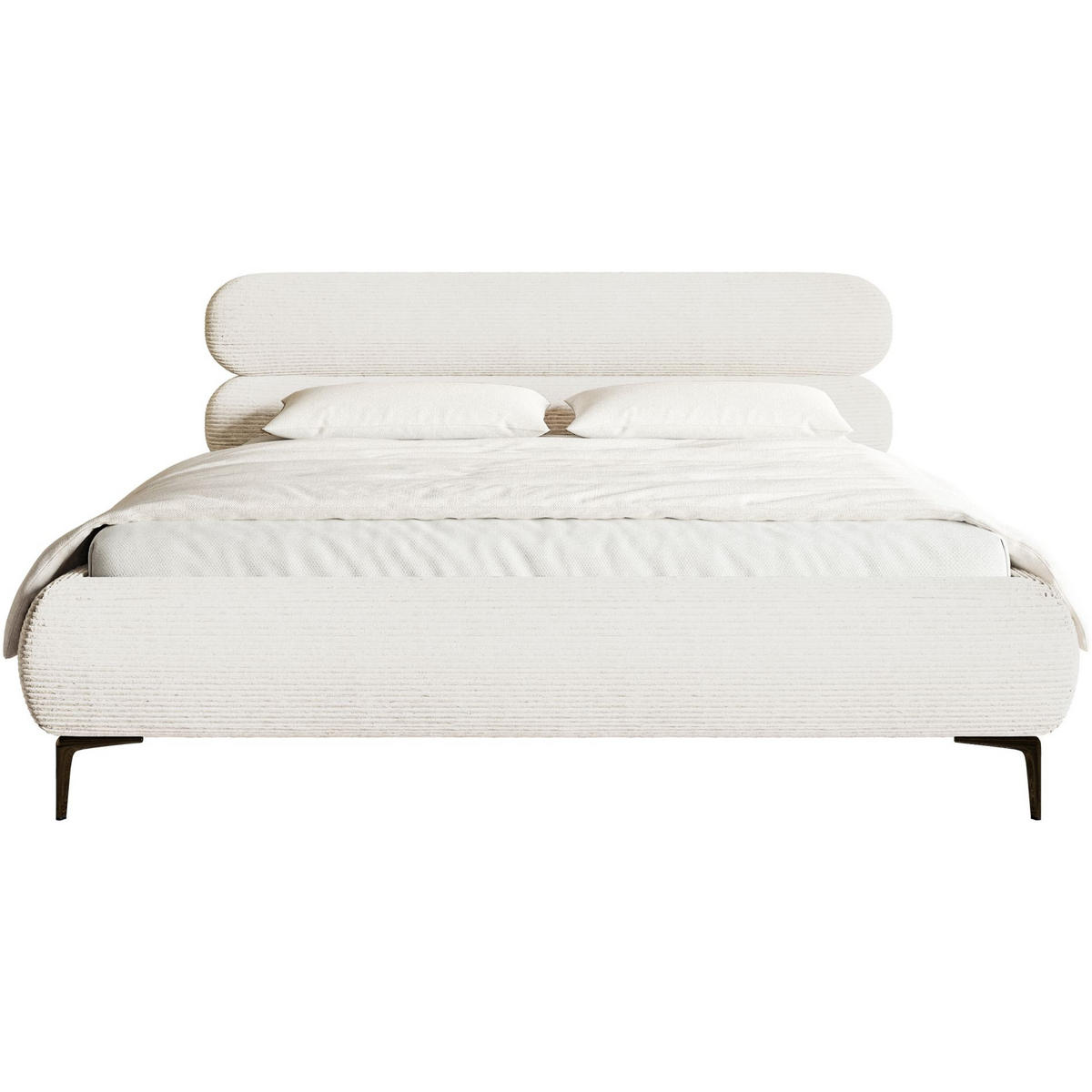 POLSTERBETT Roule Cord Creme 180x200 cm - Creme/Schwarz, Textil/Metall (180/200cm) - Selsey