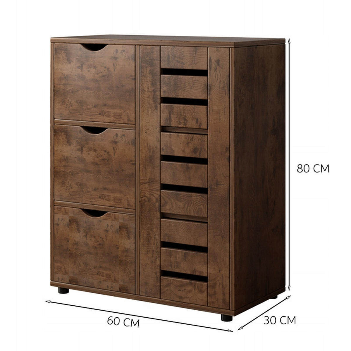 KOMMODE, braun 60.05/30.05/80.15 - Braun, Holzwerkstoff (60/80/30cm) - Rexo