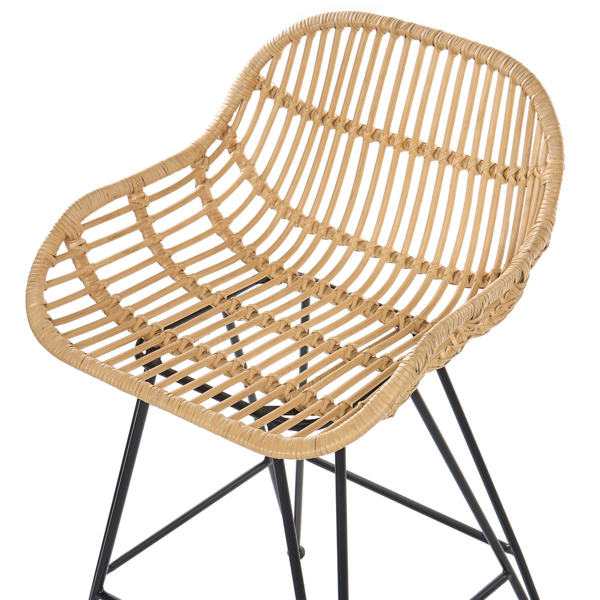 BARSTUHL 2er-Set Rattan Naturfarben Terrell - Naturfarben, Naturmaterialen (54/94/57cm) - Beliani