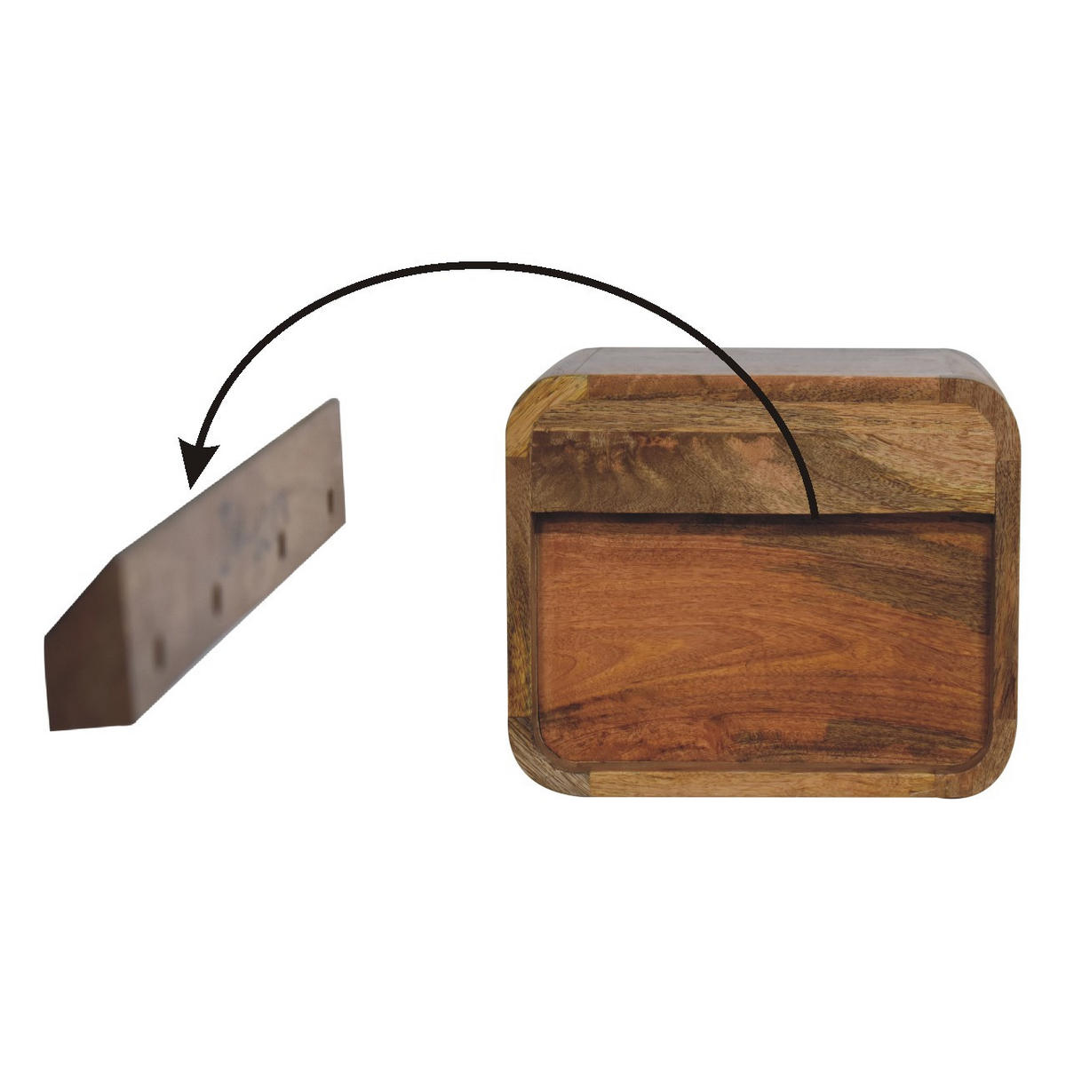 NACHTTISCH Levitate, Wandmontiert, Offenes Fach , Braun - Beige/Messingfarben, Holz/Metall (30/25/25cm) - Artisan Furniture