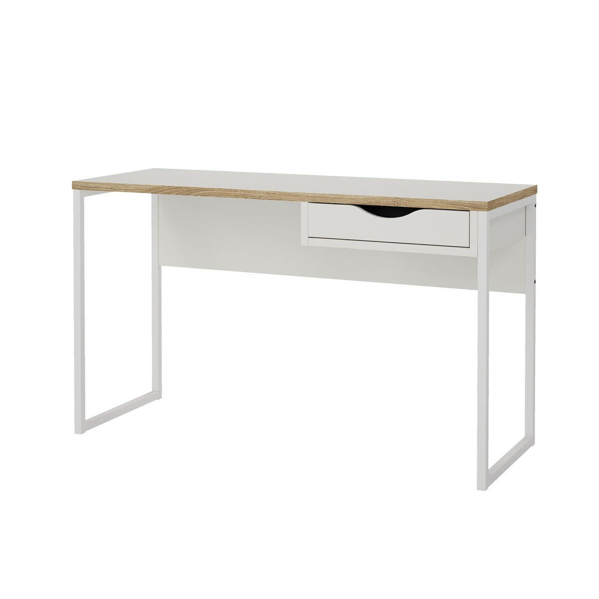 PSACÍ stůl s 1 zásuvkou a kovovými nohami, šířka 130 cm - FUNCTION - bílá, kompozitní dřevo (130/48.4/76.8cm) - Calicosy