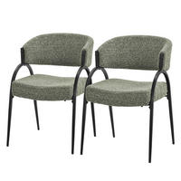 ESSZIMMERSTUHL 2er Set Küchenstühle gepolstert mit Webstoff-Bezug und Arm- und Rückenlehne Grün - Schwarz/Grün, Textil/Metall (54/81/65cm) - ML-DESIGN