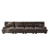 4-SITZER SOFA Chenille Braun mit Kissen - Braun, Textil (406/81/77cm) - WISHDOR