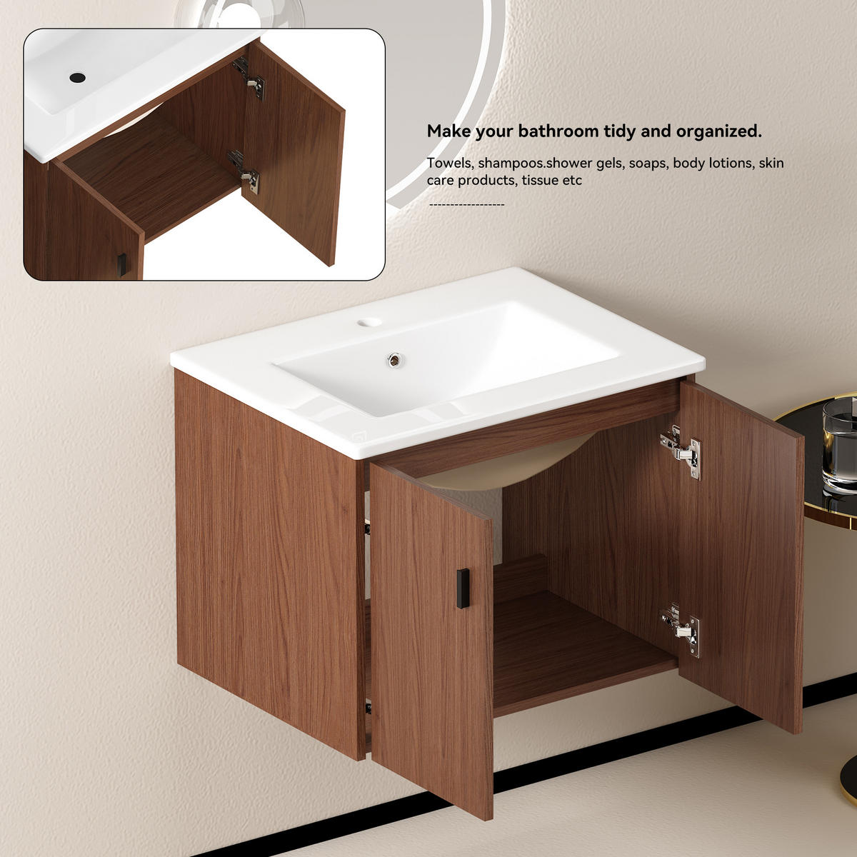 WASCHTISCH Rotbraun 60 cm - Rotbraun, Holz (60/46.48/46cm) - PANGIVO