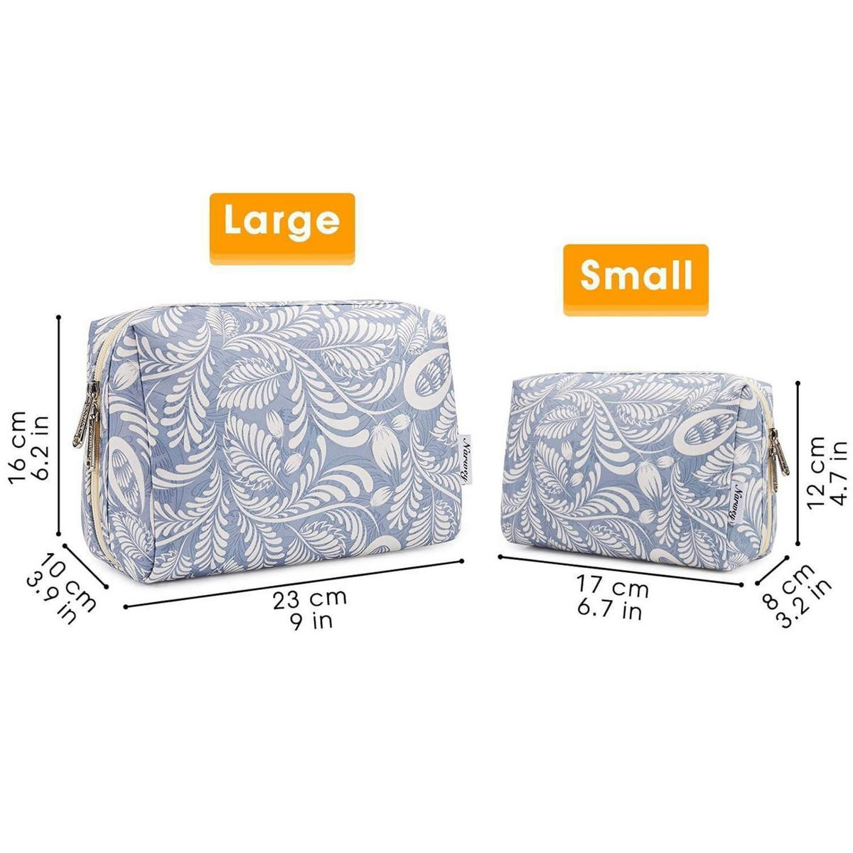 KULTURTASCHE Blaues Blatt 22 x 15 x 10 cm - Multicolor, Textil (17/9.9/22.9cm)