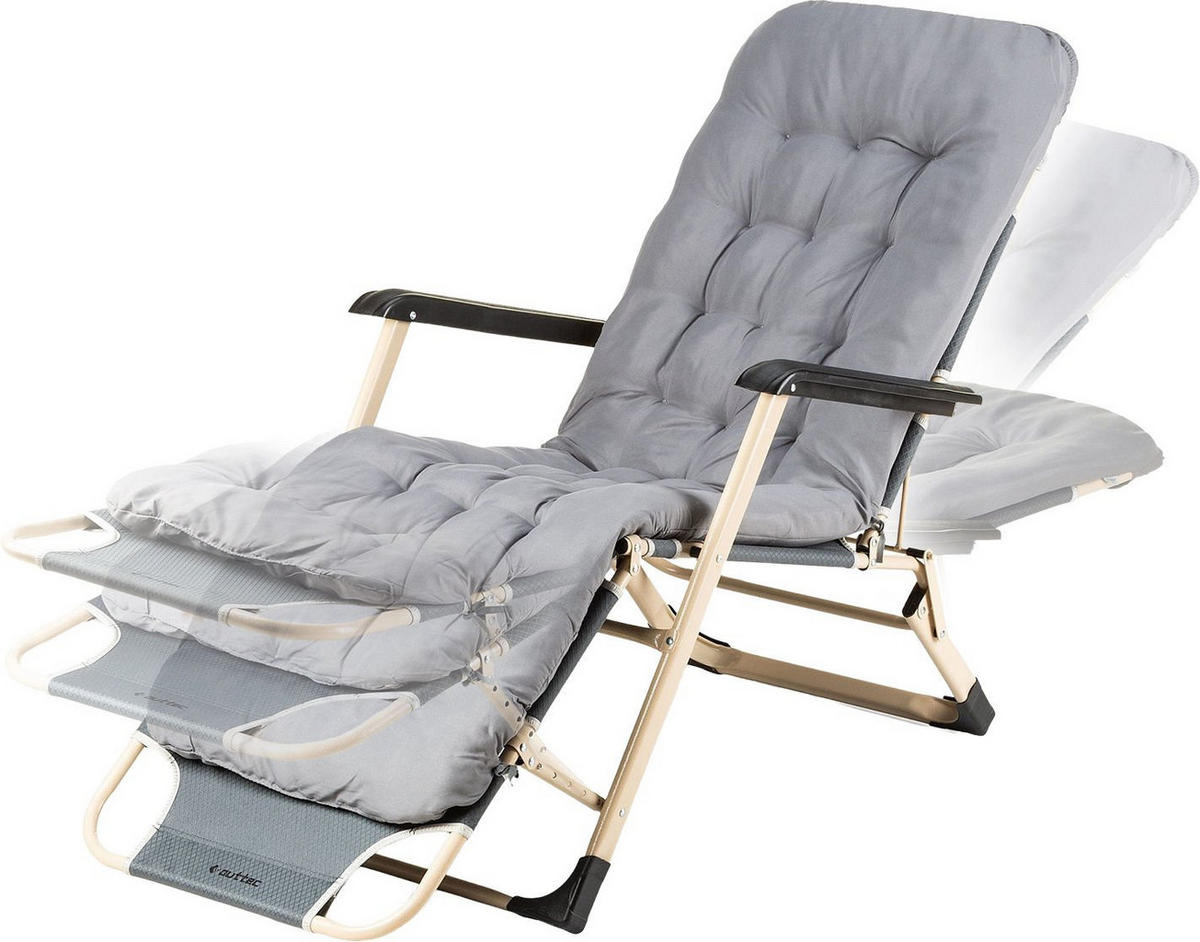 GARTEN-RELAXSESSEL mit Kissen, 180/52 cm, bis 120 kg - Grau, Metall (180/76/52cm) - Outtec