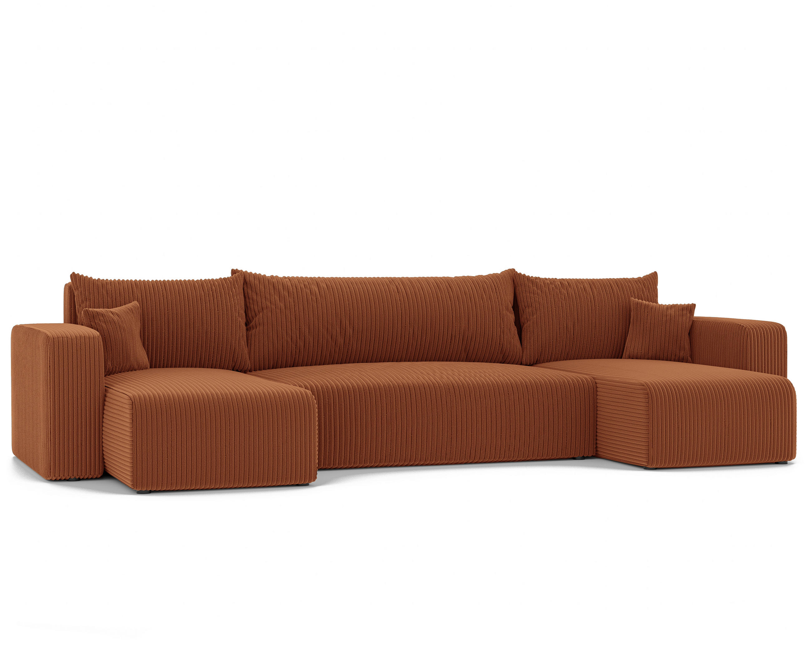WOHNLANDSCHAFT mit Schlaffunktion und Bettkasten, Orange - Orange, Holzwerkstoff/Textil (318/79/145cm) - Idohome