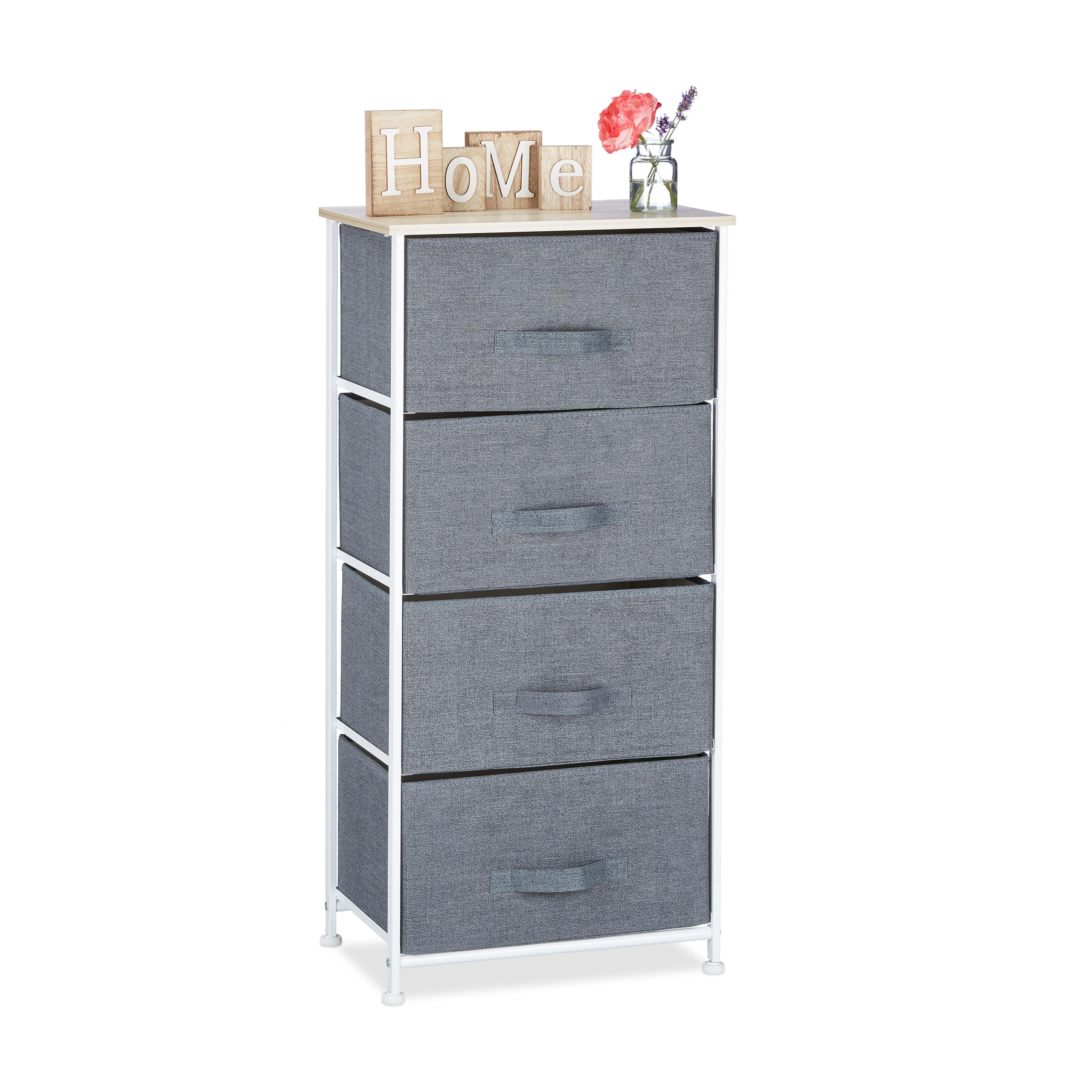 REGALSYSTEM - Grau, Holzwerkstoff/Textil (45/95/30cm) - Relaxdays