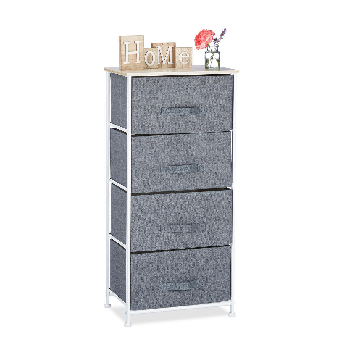 REGALSYSTEM - Grau, Holzwerkstoff/Textil (45/95/30cm) - Relaxdays