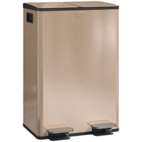 MÜLLEIMER KÜCHE 2 FÄCHER 45,8/36/67,6 cm Edelstahl Gold Doppel-Mülleimer 56 Liter - Goldfarben, Metall (36/67.6/45.8cm) - Rolipo