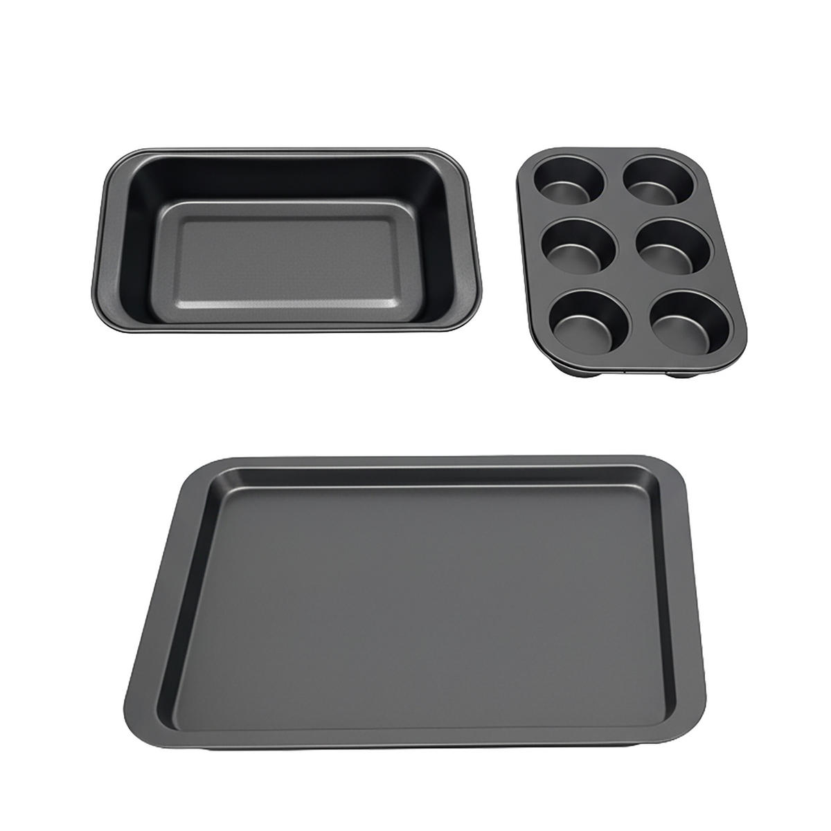 3-DIELNA sada na pečenie - antracitová, kov - Relaxdays