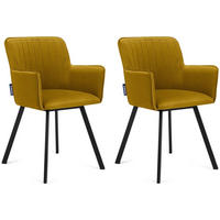 ESSZIMMERSTUHLE PYRUS 2-tlg Velours-Sitz, Gelb/Schwarz - Gelb/Schwarz, Textil/Metall (56/84/46cm) - KONSIMO®