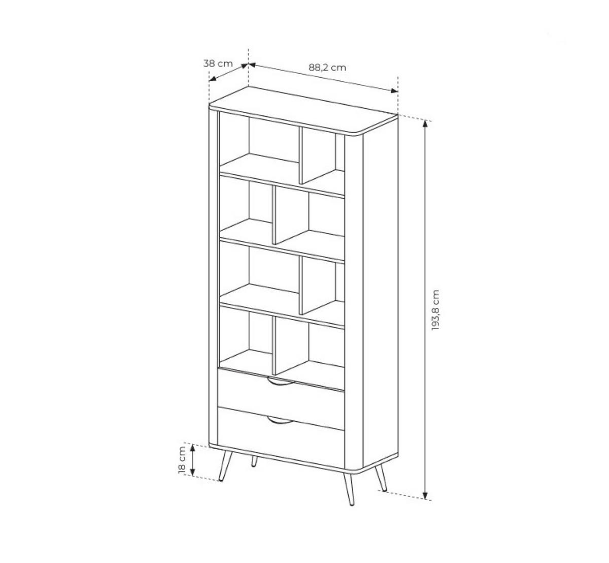 BÜCHERREGAL NOBILE 113,2x38x193,8 cm, Regal Eichefarben - Eichefarben, Holzwerkstoff (113.2/193.8/38cm) - MASSENO