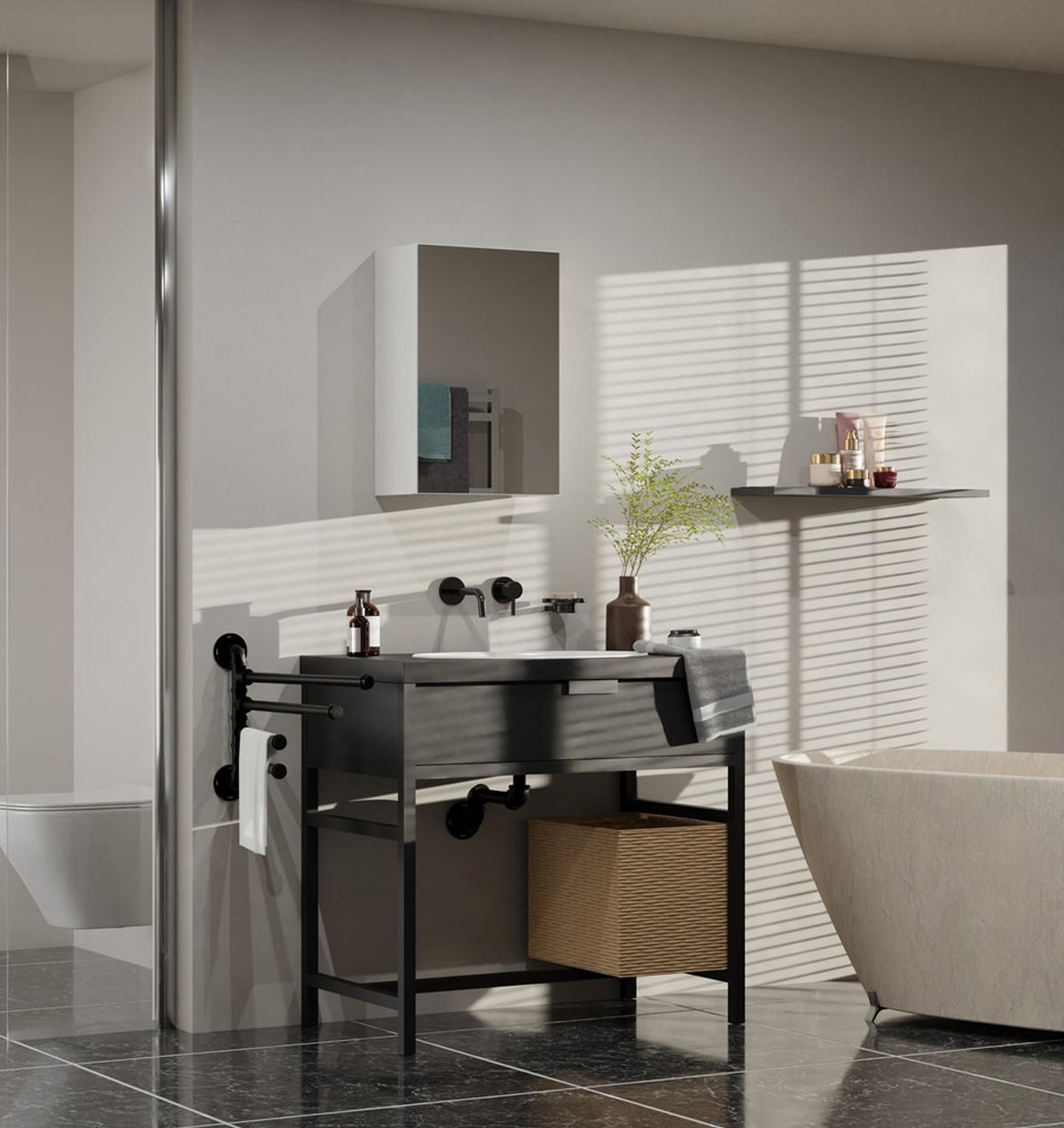 HÄNGESCHRANK mit Spiegel Weiß 40/60/22 - Weiß, Holzwerkstoff (40/60/22cm) - RAUMHIRSCH FURNITURE