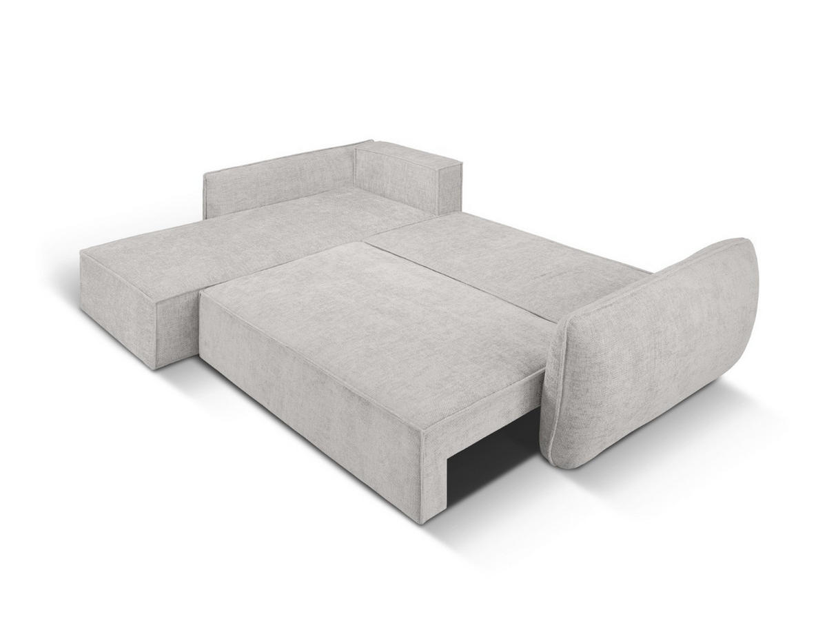 AUSKLAPPBARES-ECKSOFA links mit Container Kaelle aus Chenille-Stoff hellgrau 4 Sitzplätze - Hellgrau, Textil (165/252cm) - Micadoni