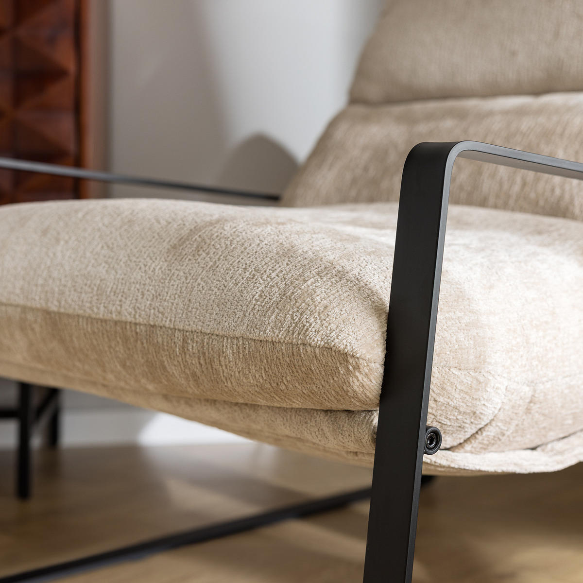 LOUNGESESSEL - Beige/Schwarz, Textil/Metall (76/76/81cm) - home24