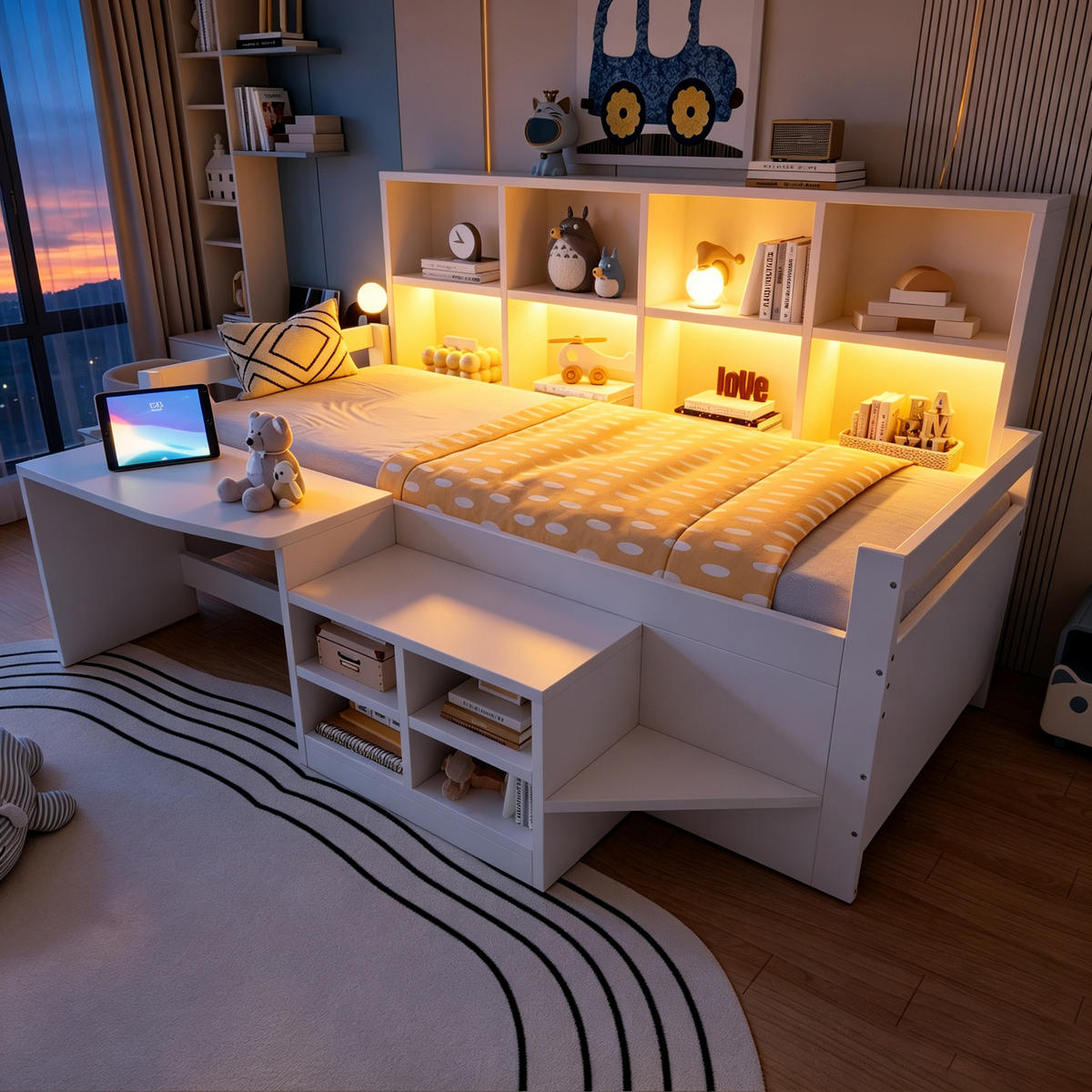 MULTIFUNKTIONSBETT mit Schreibtisch 90x200 cm Holz White - Weiß, Holz (90/200cm) - Meubliv