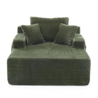 SOFAELEMENT 150/110/70 cm Grün Cord mit 2 Staufächer - Grün, Textil (70/150/110cm) - Oxeza