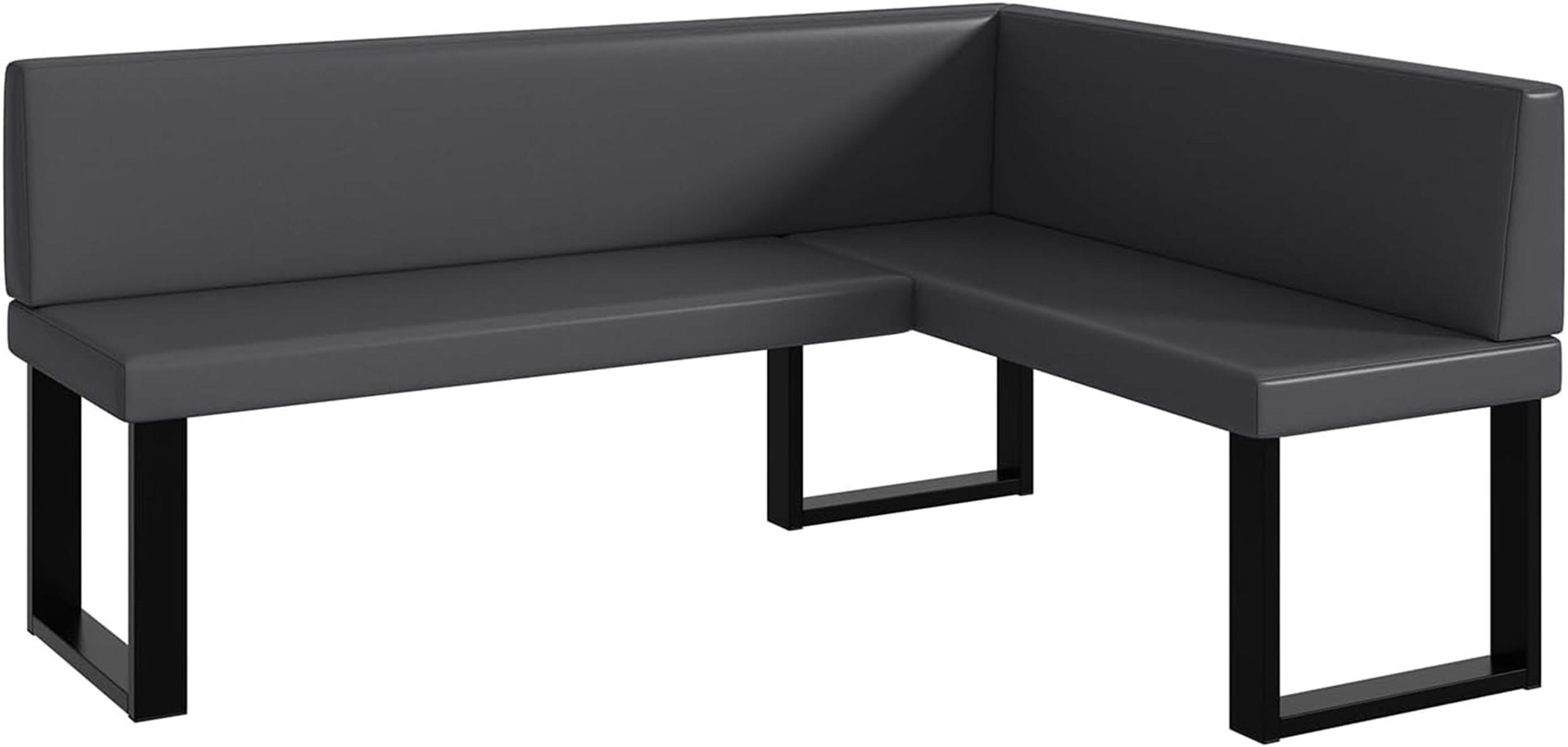 ECKBANK TONI_U - Grau, Leder (128/168cm) - Meblini