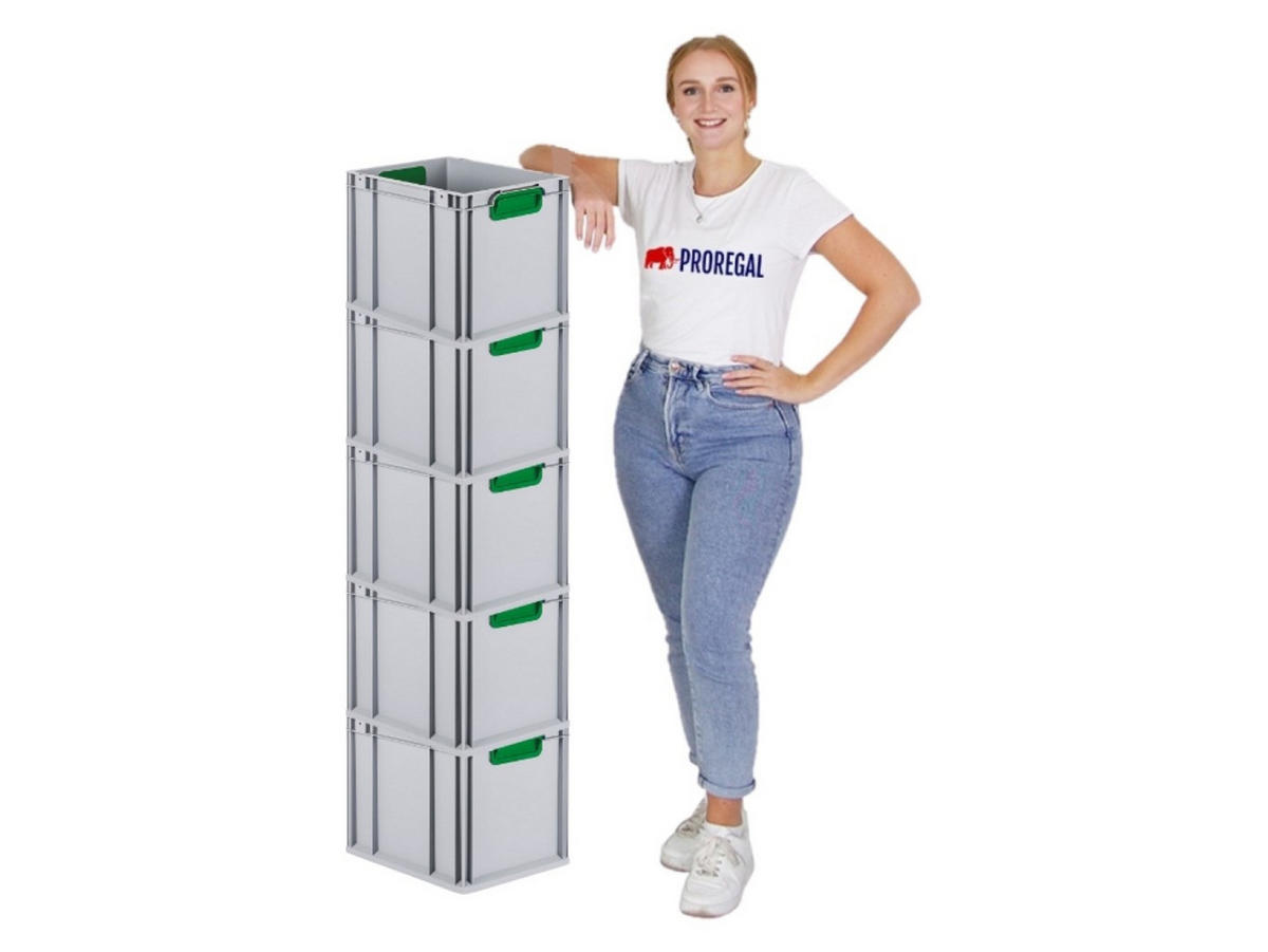 EUROBOX 5x Nextgen Color 32x30x40cm 30 Liter Griffe Grün Geschlossen - Grün, Kunststoff (30/32/40cm) - PROREGAL