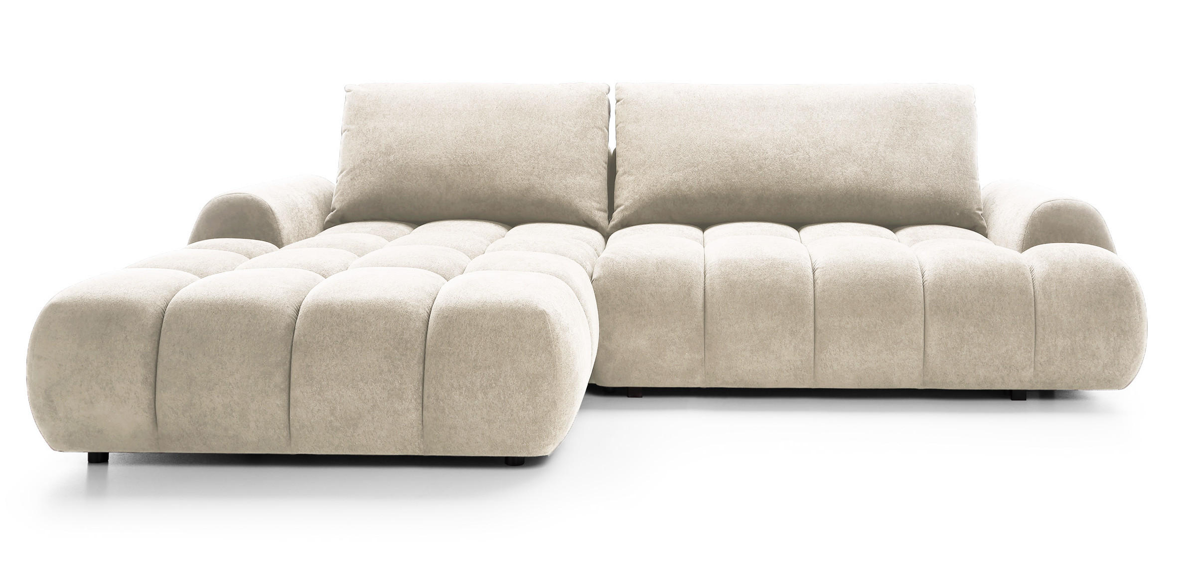 ECKSOFA 280 cm Valerio mit Bettkasten, 280 cm, Links, Schlaffunktion, Vanille - Ecru, Holz (280/177cm) - Emporius