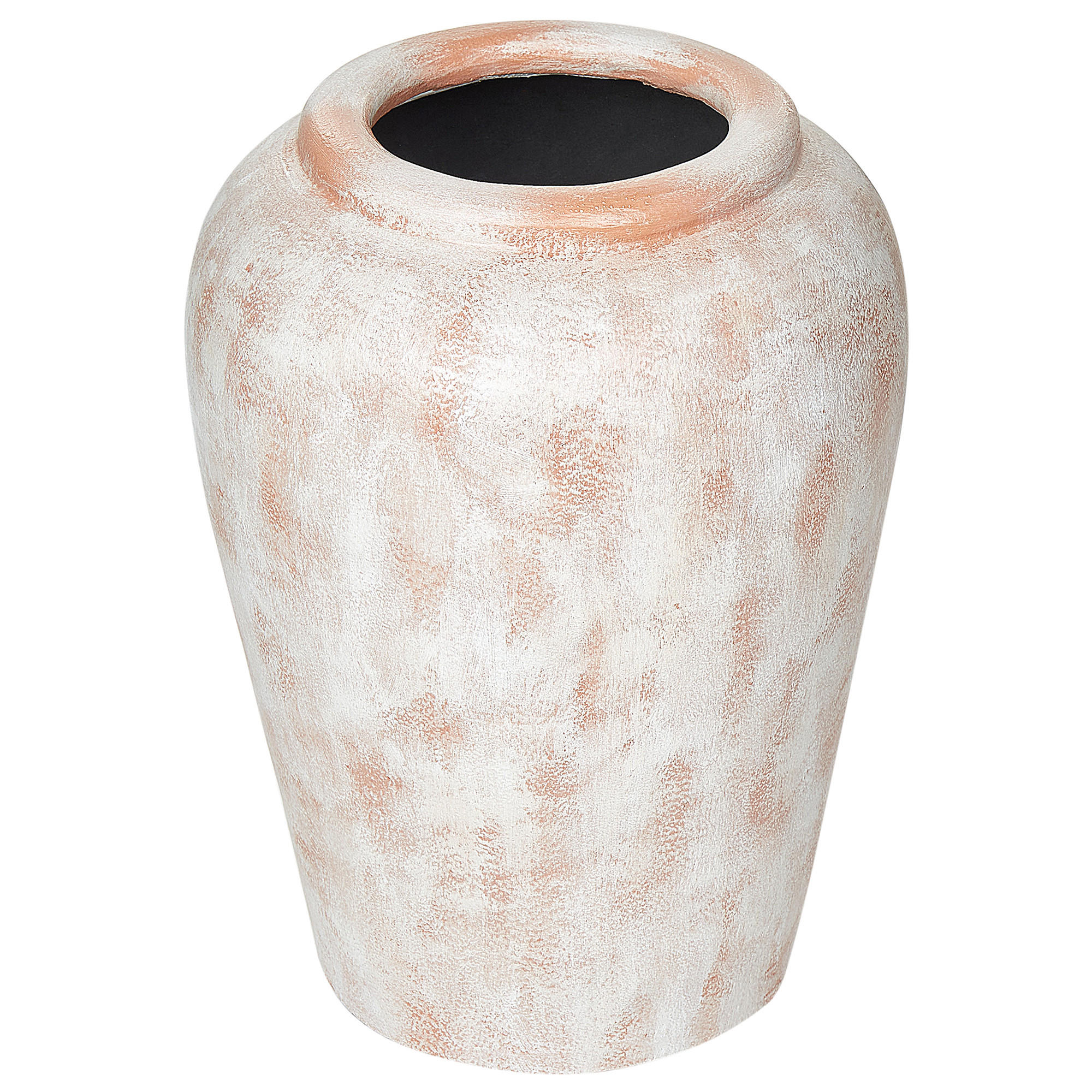 DEKOVASE Terrakotta weiß Miri - Weiß, Stein (42cm) - Beliani