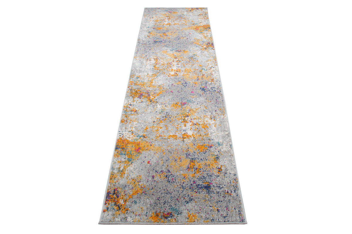 TEPPICHLÄUFER LAZUR Weiß Dunkelblau 100/1100 cm - Multicolor, Textil (100/1100cm) - Tapiso
