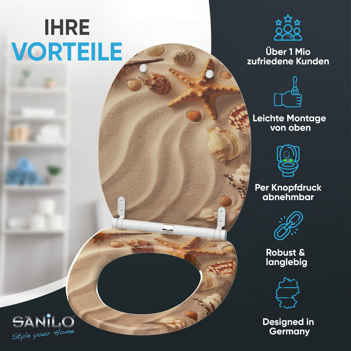WC-SITZ mit Absenkautomatik & Top Fix Sanibel - Braun, Holzwerkstoff (37.7/5.5/48cm) - Sanilo