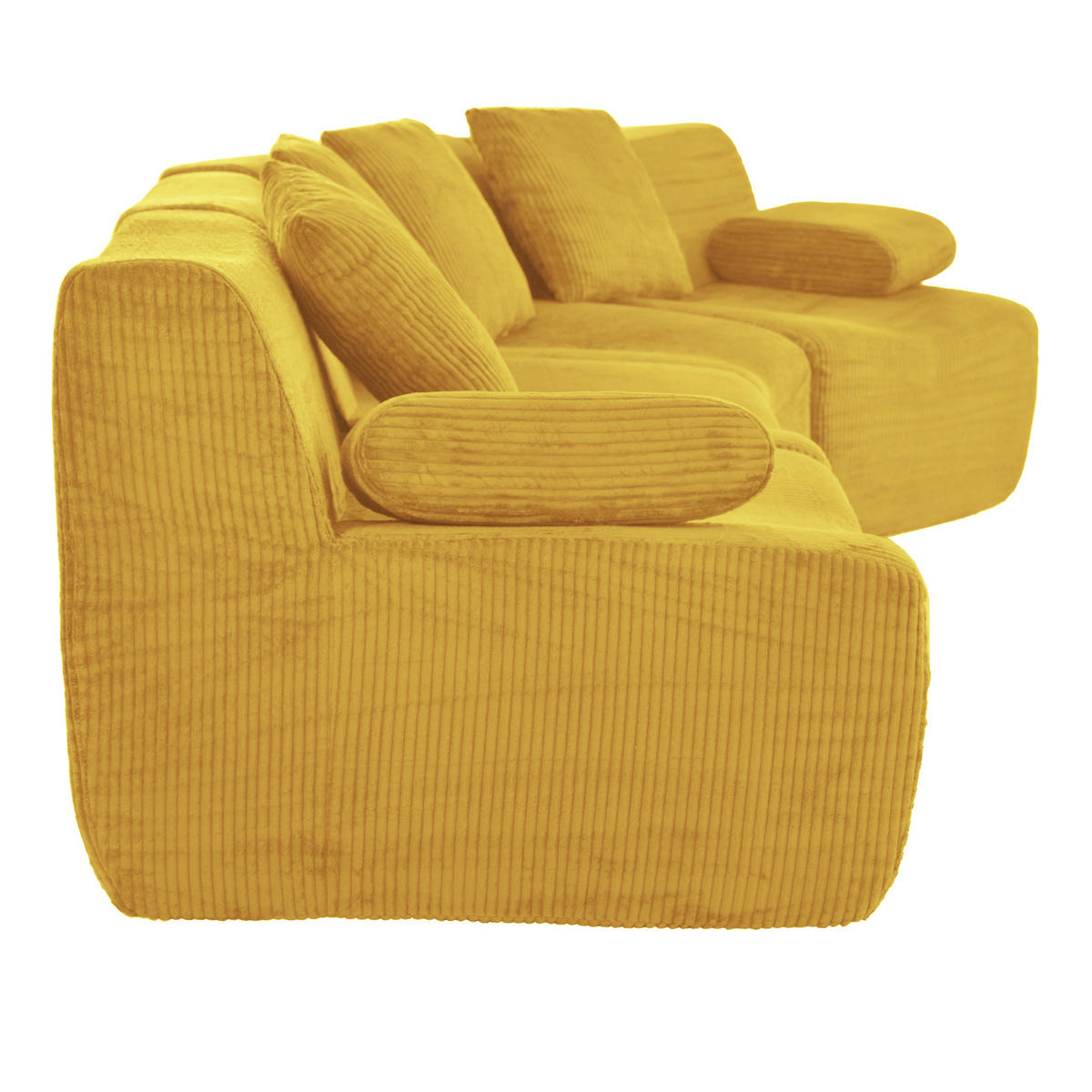 4-SITZER-SOFA modular Cord Kompression, DE-42936, Yellow - Gelb, Textil (311/65/90cm) - ComfortXL