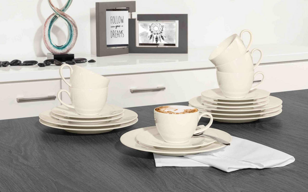 KAFFEESERVICE Zoé Fine Diamond weiß 18-tlg. - Weiß, Keramik (24/18.1/43cm) - Seltmann Weiden