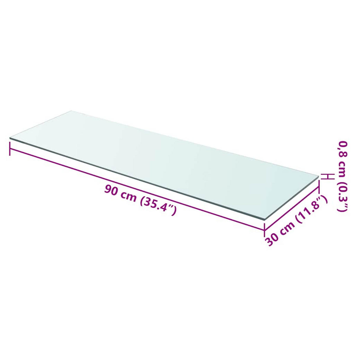 REGALBODEN Glas Transparent 90/30 Cm - Transparent, Glas (30/0.8/90cm) - vidaXL