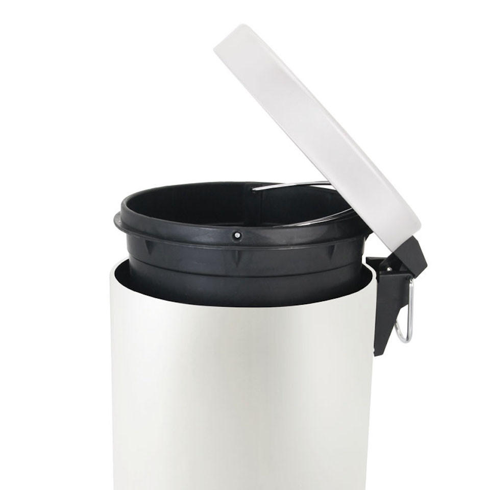 MÜLLEIMER Runder TretMit Herausnehmbaren Kunststoff Inneneimer 12 Liter 40 x 29,5 x 25,5 cm Weiß - Weiß, Metall (29.5/40/25.5cm) - PROREGAL
