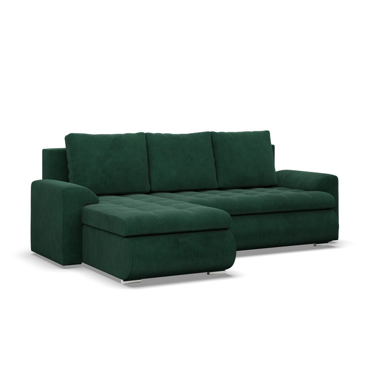 ECKSOFA LINKS MIT SCHLAFFUNKTION FORESTA, Cord - Dunkelgrün - Grün, Textil (230/159cm) - Mebligo