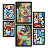 POSTER Set Mit 6 Lady Mazarelli In Weibliche Zusammenfassung Ästhetische Dekorative Gemälde Für Ihr Wohnzimmer Zuhause A3 & A4 Schwarzer Rahmen - Schwarz, Papier (29/3cm) - Nacnic