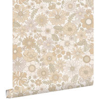 TAPETE Retro Blumen 53 cm x 10.05 m - Beige, Papier (53/1000cm) - ESTAhome