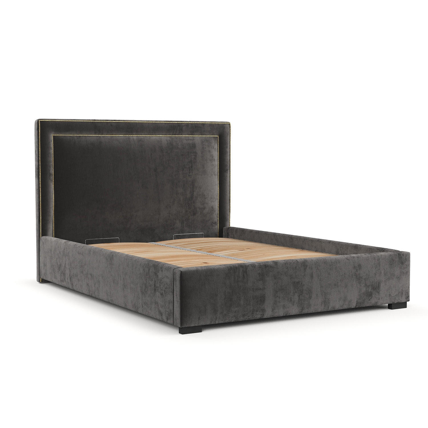 POLSTERBETT Como Anthrazit 180/200 cm im Chenille-Stoff - Anthrazit/Schwarz, Holz/Holzwerkstoff (180/200cm) - Maison de Reve