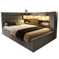 STAURAUMBETT 90/190 cm DE-00620, in Grau, LED-Beleuchtung und USB-Anschluss - Grau, Metall (90/190cm) - ComfortXL