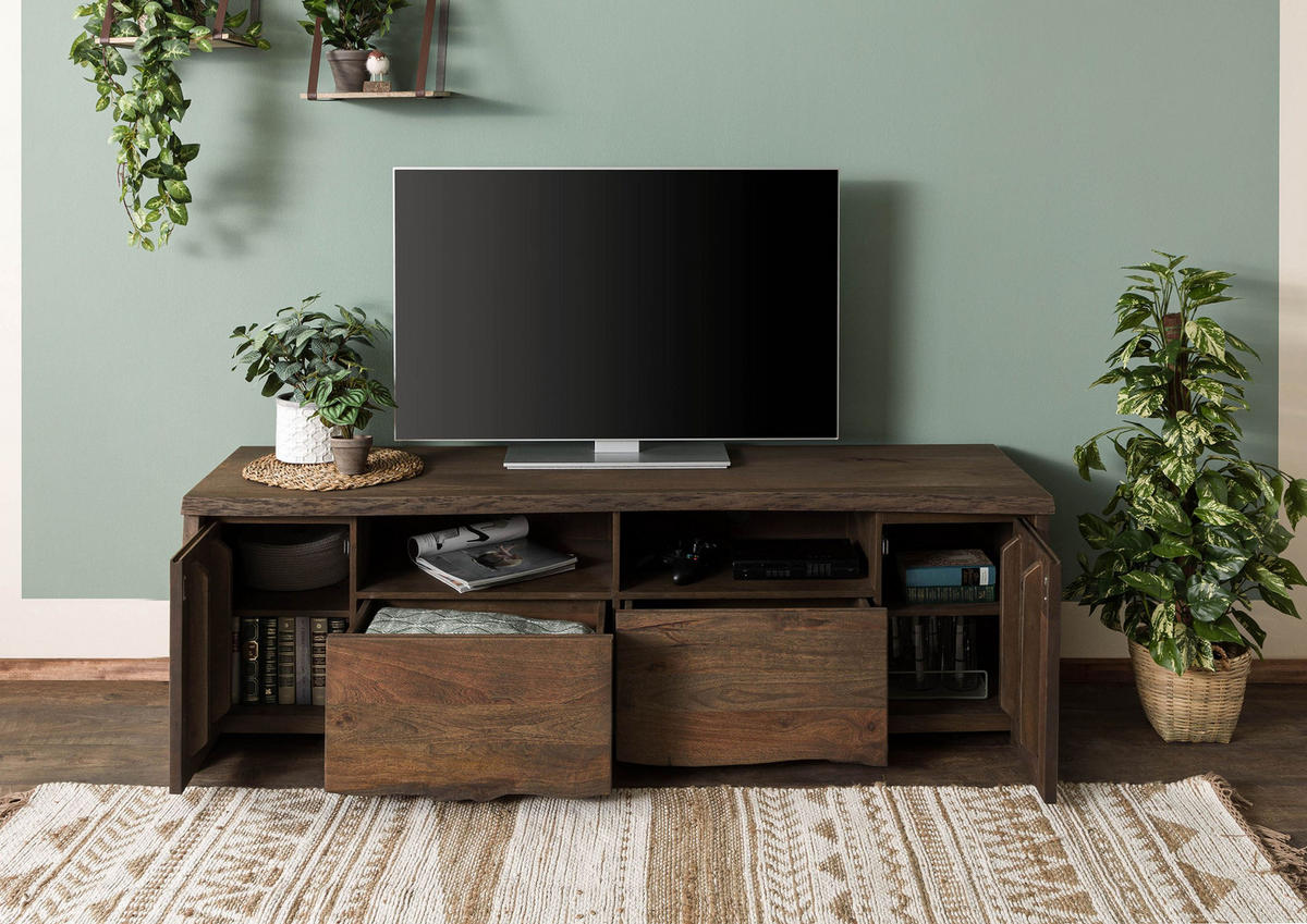 TV-BOARD Mango 178x48x58 braun geölt PURE MANGO #222 - Braun, Holz (48/58/178cm) - Massivmoebel24