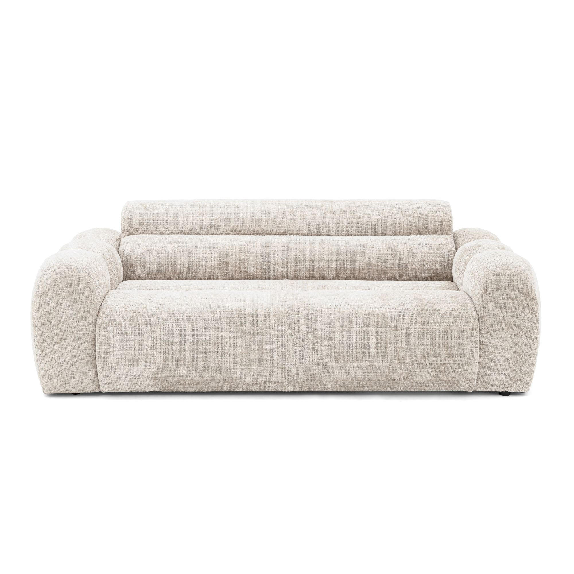 2-SITZER modulares Sofa VEER, Breite 213 cm Chenille Webstoff Creme - Creme/Schwarz, Holz/Kunststoff (213/75/95cm) - Muffo