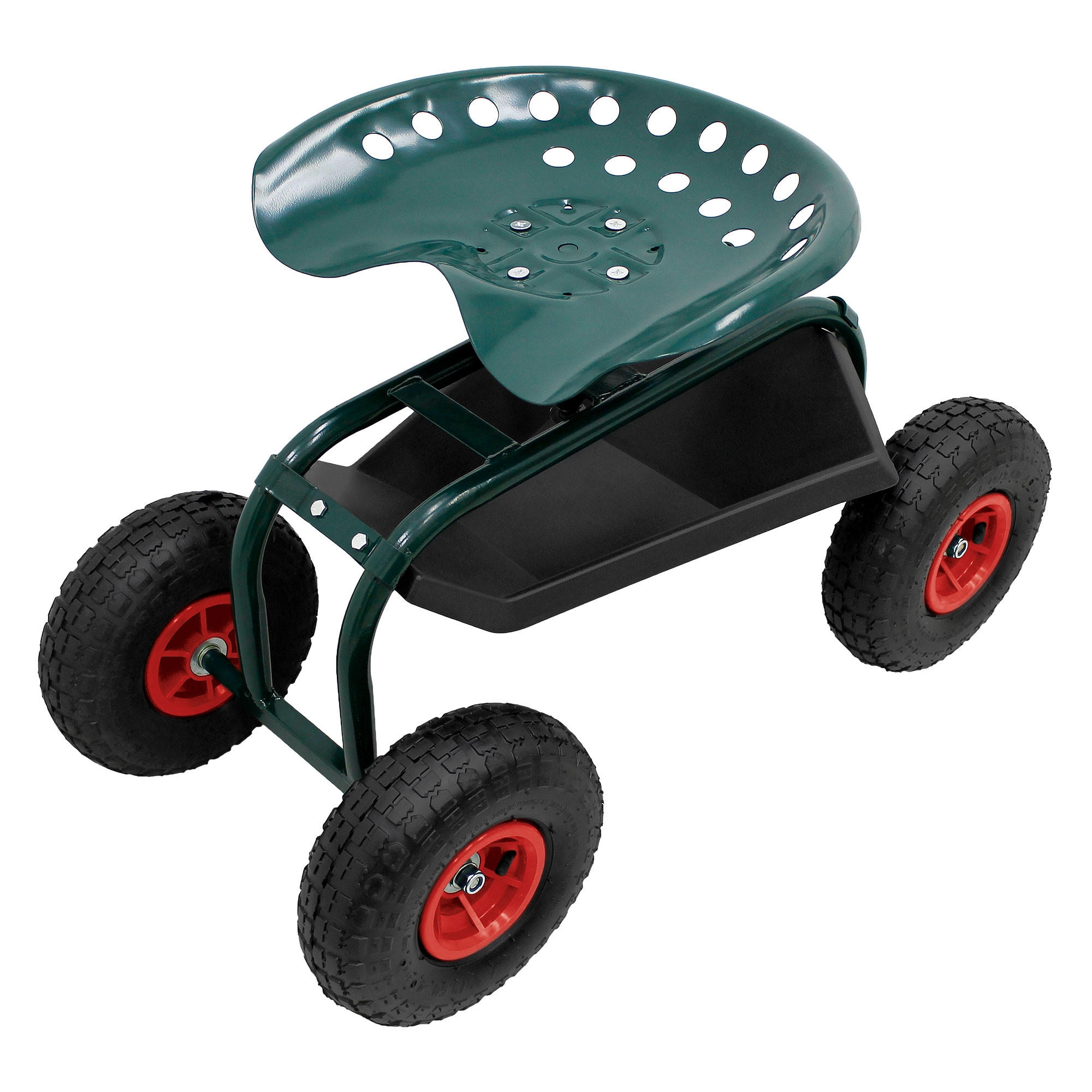 ECD-Germany ZAHRADNÍ ROLOVACÍ SEDÁK zelený z oceli otočný o 360°/výškově nastavitelný do 150 kg