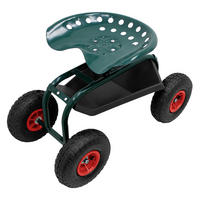 GARTENROLLSITZ Grün aus Stahl 360° drehbar/höhenverstellbar bis 150 kg - Grün, Metall (42/49/84cm) - ECD-Germany