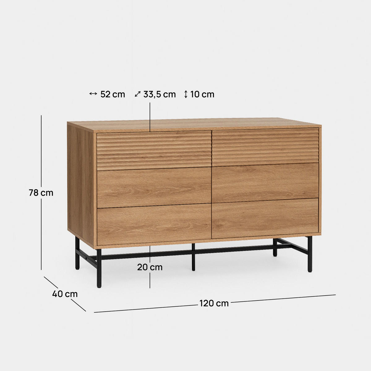 SCHUBLADENKOMMODE DOPPELTE Land Natürlich 120 cm x 78 cm - Naturfarben, Holzwerkstoff (120/78/40cm) - Klast Home
