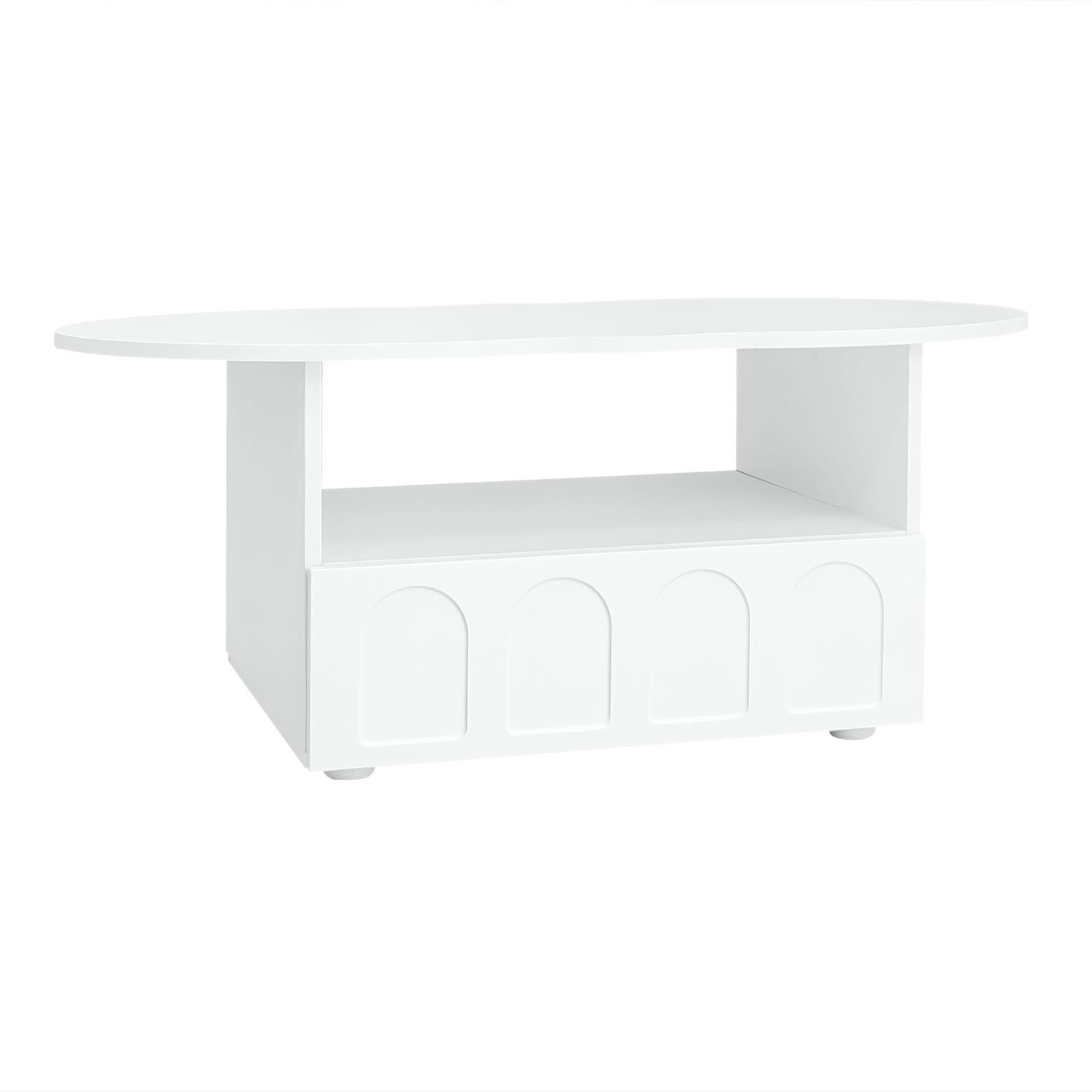 COUCHTISCH Weiß in Wolkenform mit Schubladen und Staufächern - Weiß, Metall (100/60/40cm)
